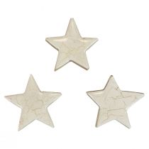 Artikel Trästjärnor dekorativa stjärnor vitguld sprakande trä Ø5cm 8st