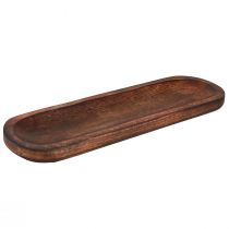 Artikel Oval träbricka mörkbrunglaserad dekorbricka 40×12cm