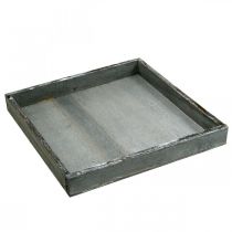 Artikel Bricka trä fyrkantig grå, vit bordsdekoration shabby chic 24,5×24,5cm