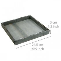 Artikel Bricka trä fyrkantig grå, vit bordsdekoration shabby chic 24,5×24,5 cm 2 st