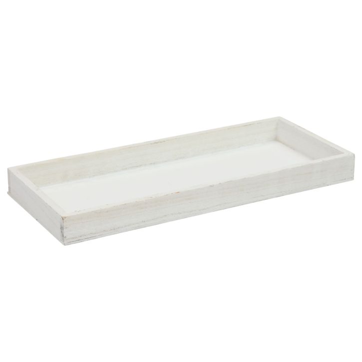 Träbricka vit dekorativ bricka shabby chic trä 35×15×3cm