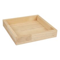 Träbricka dekorativ bricka trä fyrkantig natur 25×25×3,5cm