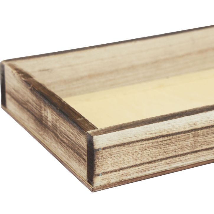 Artikel Flammig träbricka, dekorativ bricka, rustik bordsdekoration, 24×12×3 cm