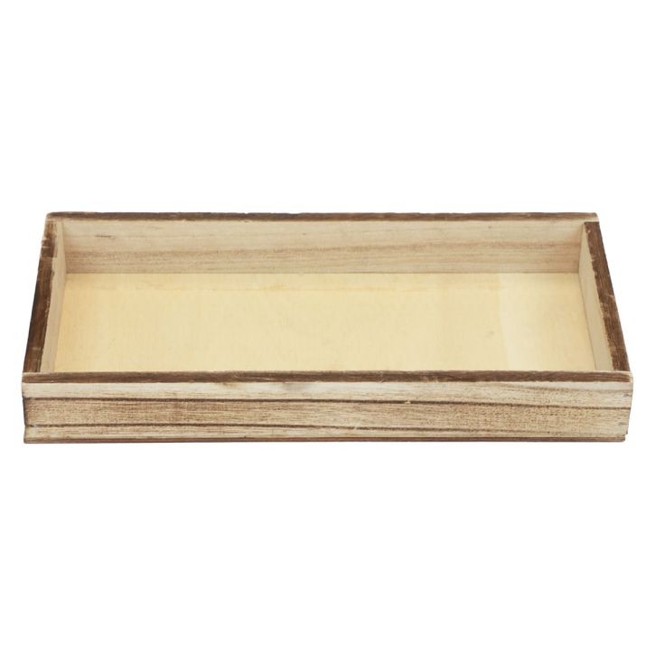 Träbricka flammad dekorativ bricka bordsdekoration rustik 30×15×3cm