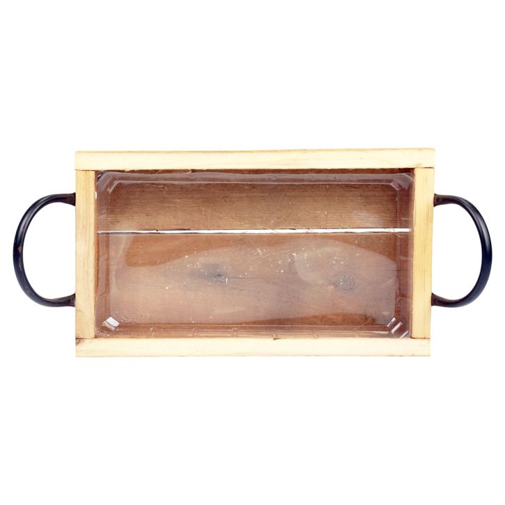 Artikel Träbricka med handtag dekorativ bricka natursvart 30×17×5cm