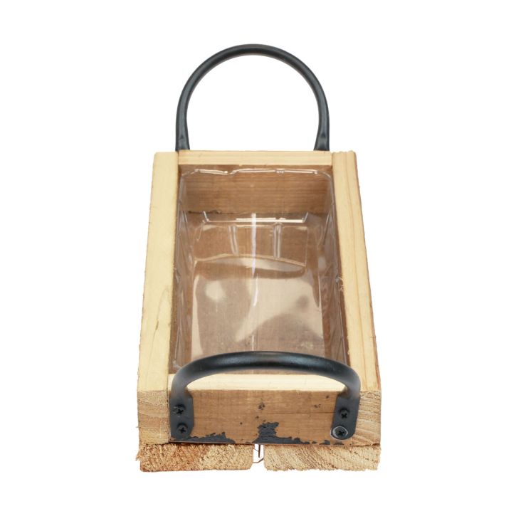 Träbricka med handtag dekorativ bricka natursvart 25×12,5×5cm