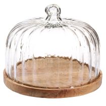 Artikel Träplatta med ostkupol dekorativ tallrik trä Ø29cm H22cm