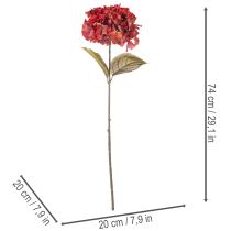 Artikel Konstgjord hortensiablommande gren, stor blomma, 74 cm