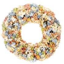 Artikel Konstgjord hortensiakrans, färgglad, för dörr och vägg, 55 cm