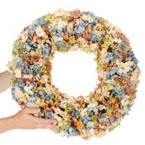 Artikel Konstgjord hortensiakrans, färgglad, för dörr och vägg, 55 cm