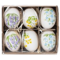 Artikel Påskägg med fina blommotiv för festlig påskdekoration i vardagsrummet, 6 cm, 6 stycken