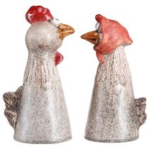 Artikel Keramiska dekorativa kycklingar påsktupp och höna H20/22cm 2 st