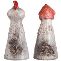 Artikel Keramiska dekorativa kycklingar påsktupp och höna H20/22cm 2 st