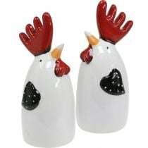Keramik Kyckling Röd Vit Tupp Bordsdekoration 7×6×15cm 2st