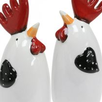 Artikel Keramik Kyckling Röd Vit Tupp Bordsdekoration 7×6×15cm 2st