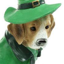 Beagle i hatt St. Patrick&#39;s Day Hund i kostym Trädgårdsdekor Hund H24,5 cm