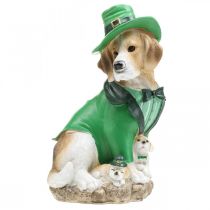 Artikel Beagle i hatt St. Patrick's Day Hund i kostym Trädgårdsdekor Hund H24,5 cm