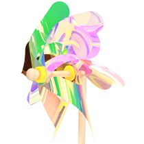 Artikel Skimrande pinwheel blomma med löv väderkvarn Ø17,5cm 2st