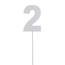 Jubileumsnummer &quot;2&quot; på pinnen vit L27cm 10st