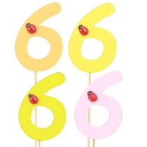 Artikel Jubileumsnummer “6” träpluggar färgglada nummerpluggar 7cm 16 st