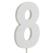 Jubileumsnummer &quot;8&quot; på pinnen vit L27cm 10st