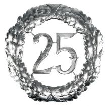 Artikel Jubileumsnummer 25 i silver Ø40cm