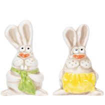 Artikel Påskharefigurer, handmålade keramikdekorationer, rolig design för påskdekoration, 11 cm, 4 stycken