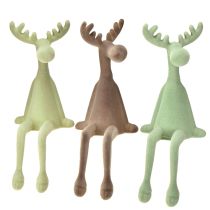 Artikel Kantpall älgdekoration flockad grön brun mint 31cm 3 stycken