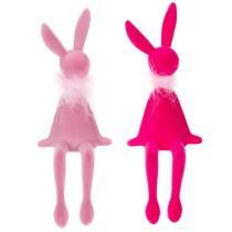 Artikel Påskharefigur med fjäderboa, hyllställ, dekorativ påskfigur, 27 cm, 2 stycken