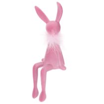 Artikel Påskharefigur med fjäderboa, hyllställ, dekorativ påskfigur, 27 cm, 2 stycken