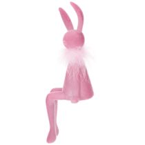 Artikel Påskharefigur med fjäderboa, hyllställ, dekorativ påskfigur, 27 cm, 2 stycken