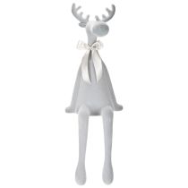 Artikel Dekorativ flockad älgfigur med rosett, hyllställ, 80 cm