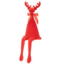 Artikel Dekorativ älgfigur, flockad hylla med rosett, 80 cm