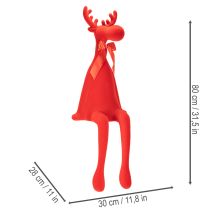 Artikel Dekorativ älgfigur, flockad hylla med rosett, 80 cm