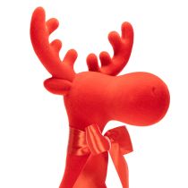 Artikel Dekorativ älgfigur, flockad hylla med rosett, 80 cm