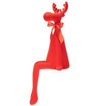 Artikel Dekorativ älgfigur, flockad hylla med rosett, 80 cm