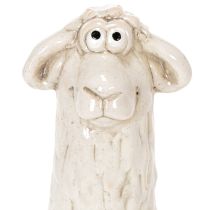 Artikel Keramisk fårfigur, sittande får, för påsk och året runt-dekoration, 18 cm, 3 stycken