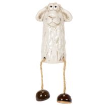 Artikel Keramisk fårfigur, sittande får, för påsk och året runt-dekoration, 18 cm, 3 stycken