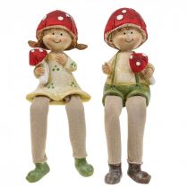 Hylla pall dekorativa figurer pojke och flicka svamp barn 2st