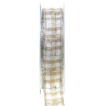 Kontrollera bandet med glimmer naturligt silver 25mm 15m