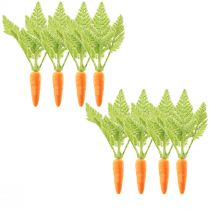Artikel Morotsdekoration morötter flockade orange grön H23cm 8 st