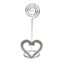 Korthållarhjärta för bordsdekoration 4cm silver 6st