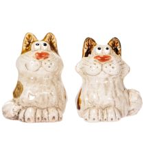 Artikel Dekorativa kattfigurer i keramik, roliga djurfigurer för vardagsrumsdekoration, 8 cm, 4 stycken