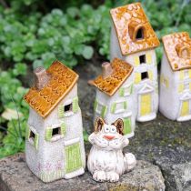 Artikel Dekorativa kattfigurer i keramik, roliga djurfigurer för vardagsrumsdekoration, 8 cm, 4 stycken
