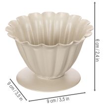 Artikel Skål, bägare, blomfoder, krämfärgad dekoration, 9 cm