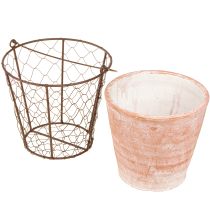 Artikel Handtag för blomkruka i keramik, metall, brun, Ø18cm