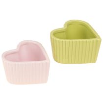 Artikel Keramiska dekorativa hjärtan pastellgrön rosa 11×10×6cm 4 st