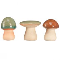 Artikel Keramisk svamp dekoration brun grön blå keramisk dekoration Ø4/5cm 6 st
