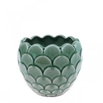 Keramik Blomkruka Vintage Grön Crackle Glaze Ø13cm H11cm
