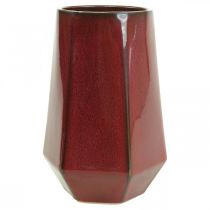 Keramikvas Blomvas Röd Hexagonal Ø14,5cm H21,5cm